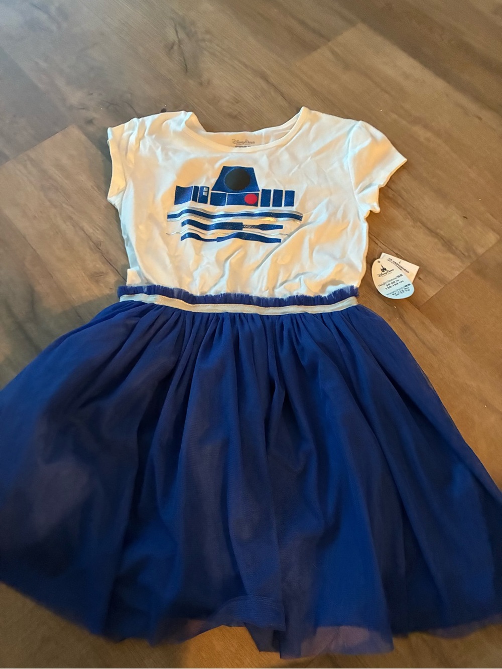 Star Wars White Top with Blue and Red Graphic and Blue Tulle Skirt Dress